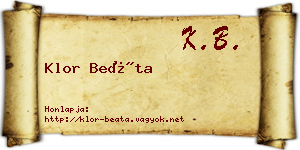 Klor Beáta névjegykártya